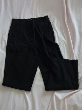 Lace Black Linen Blend Straight Leg Trousers Size S